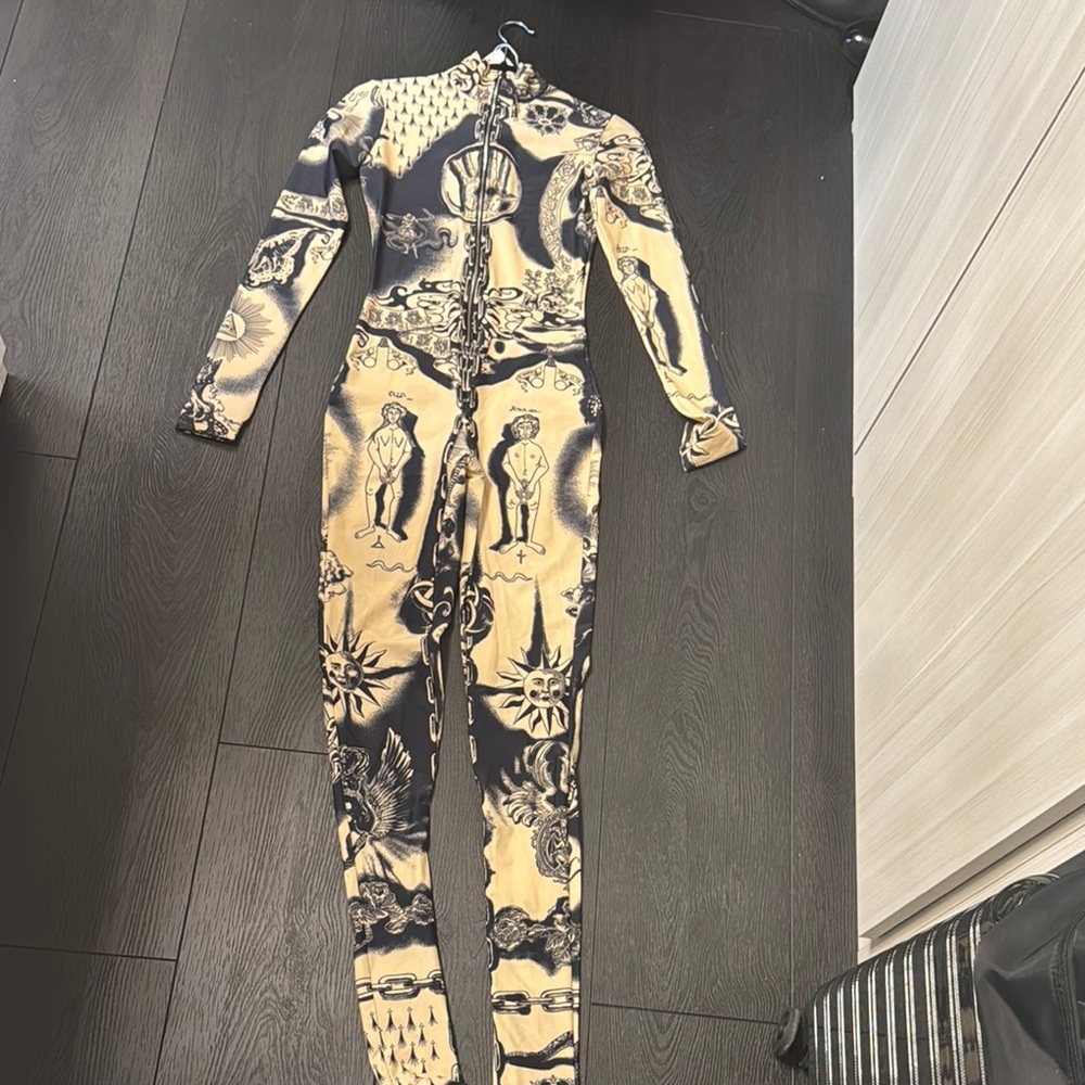 Jean Paul Gaultier Black and Tan Artistic Jumpsuit